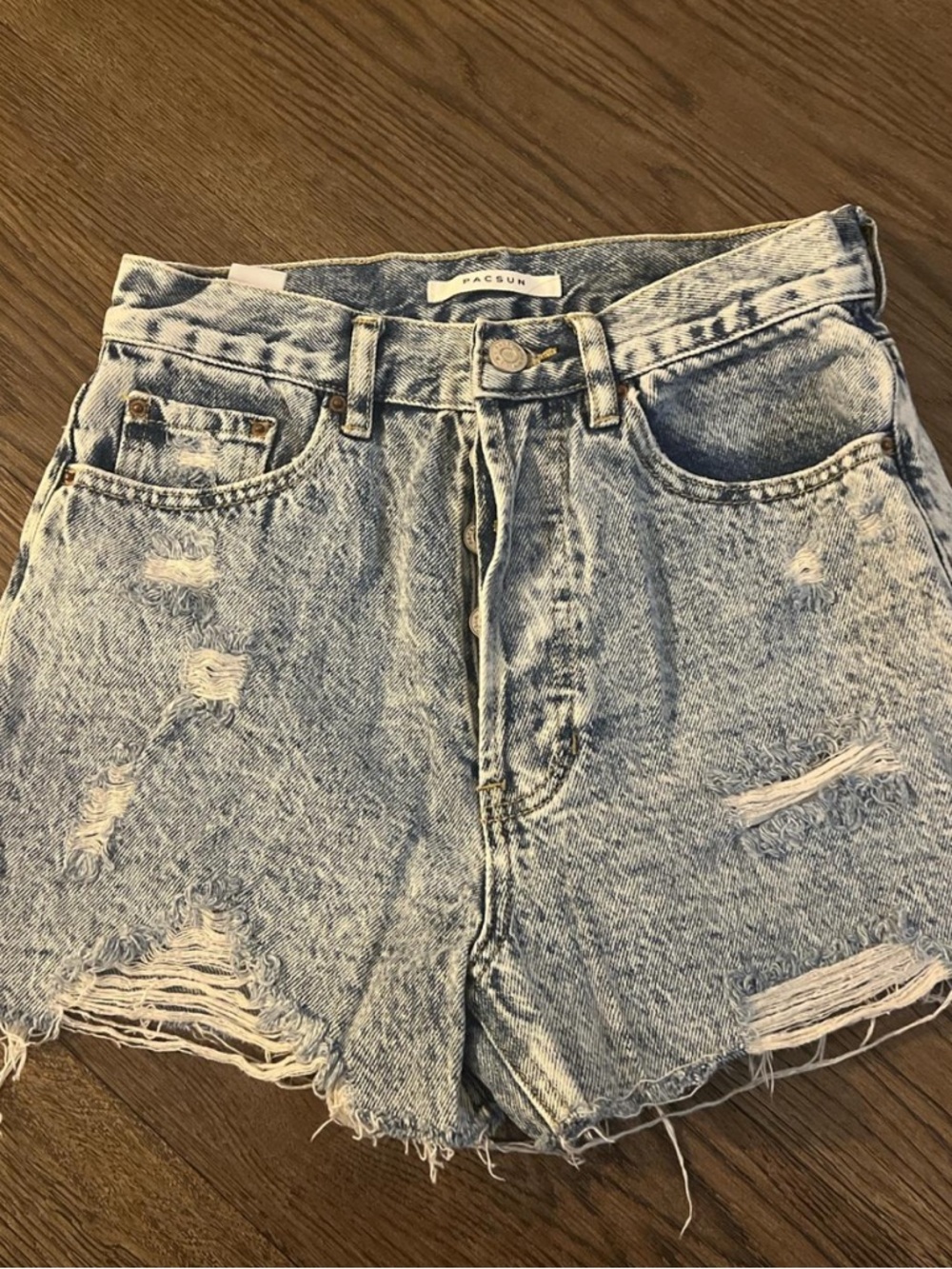PacSun Light Wash Distressed Denim Cutoff Shorts